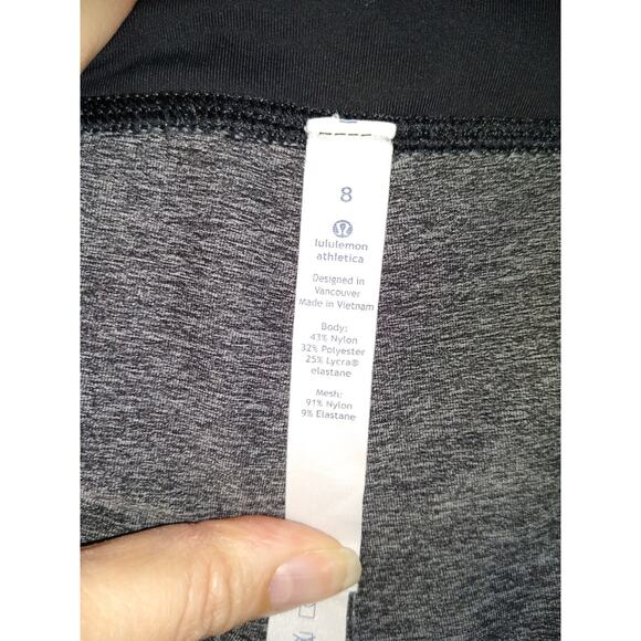 Lululemon Womens Leggings Pace Rival Crop 21" Size 8 Gray Black Side Pockets - Picture 4 of 15